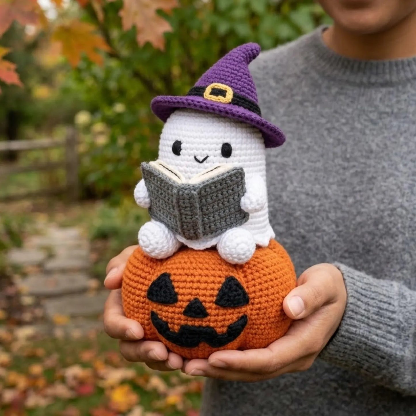 Crochet Ghost Pumpkin Plush