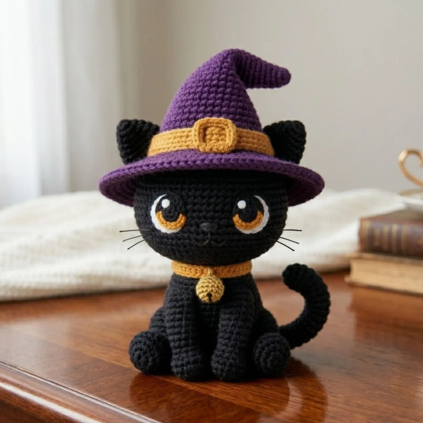 Cute Crochet Black Cat Witch Plush