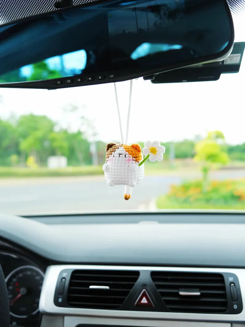 Crochet Calico Cat Car Hanger