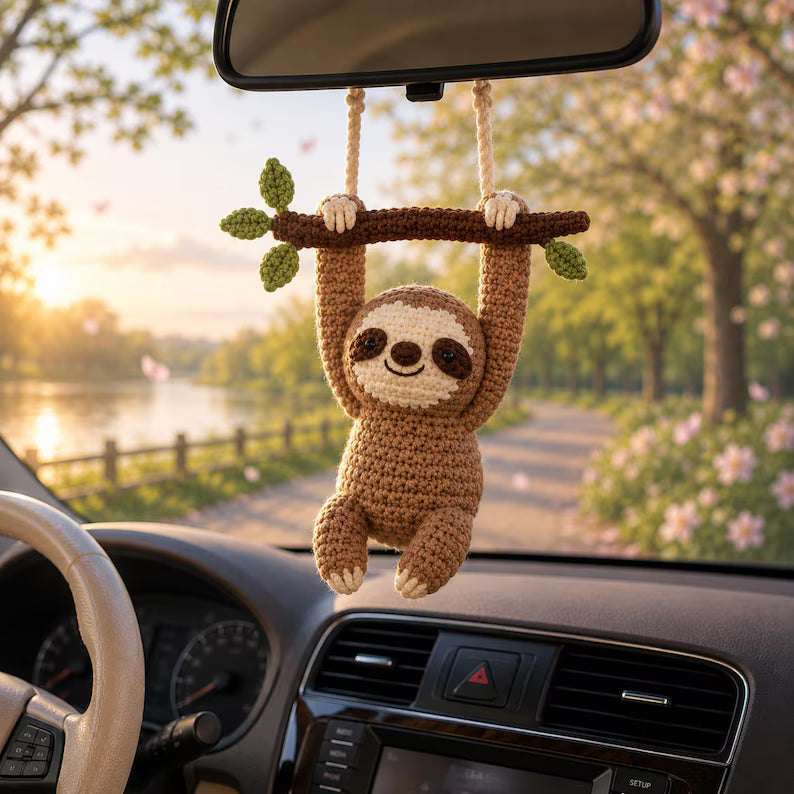 Crochet Sloth Car Hanger