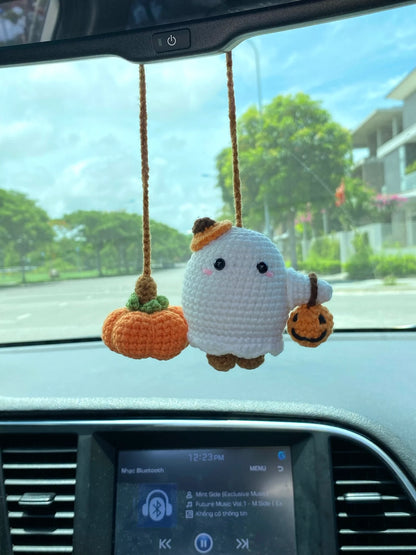 Halloween Crochet Rearview Mirror Decoration