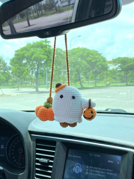 Halloween Crochet Rearview Mirror Decoration