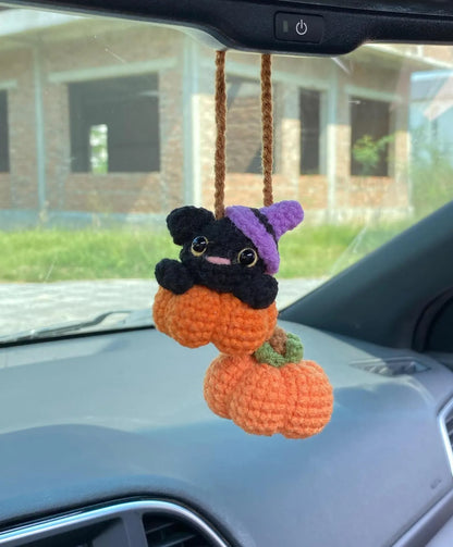 Crochet Black Cat And Pumpkin Halloween