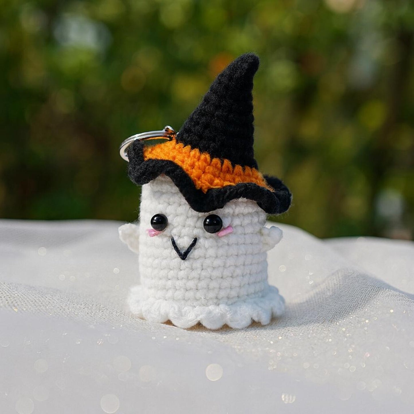 Halloween Crochet Ghost Keychain
