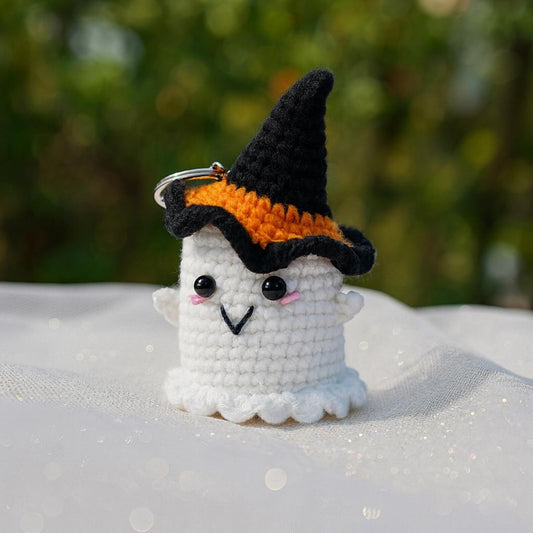 Halloween Crochet Ghost Keychain