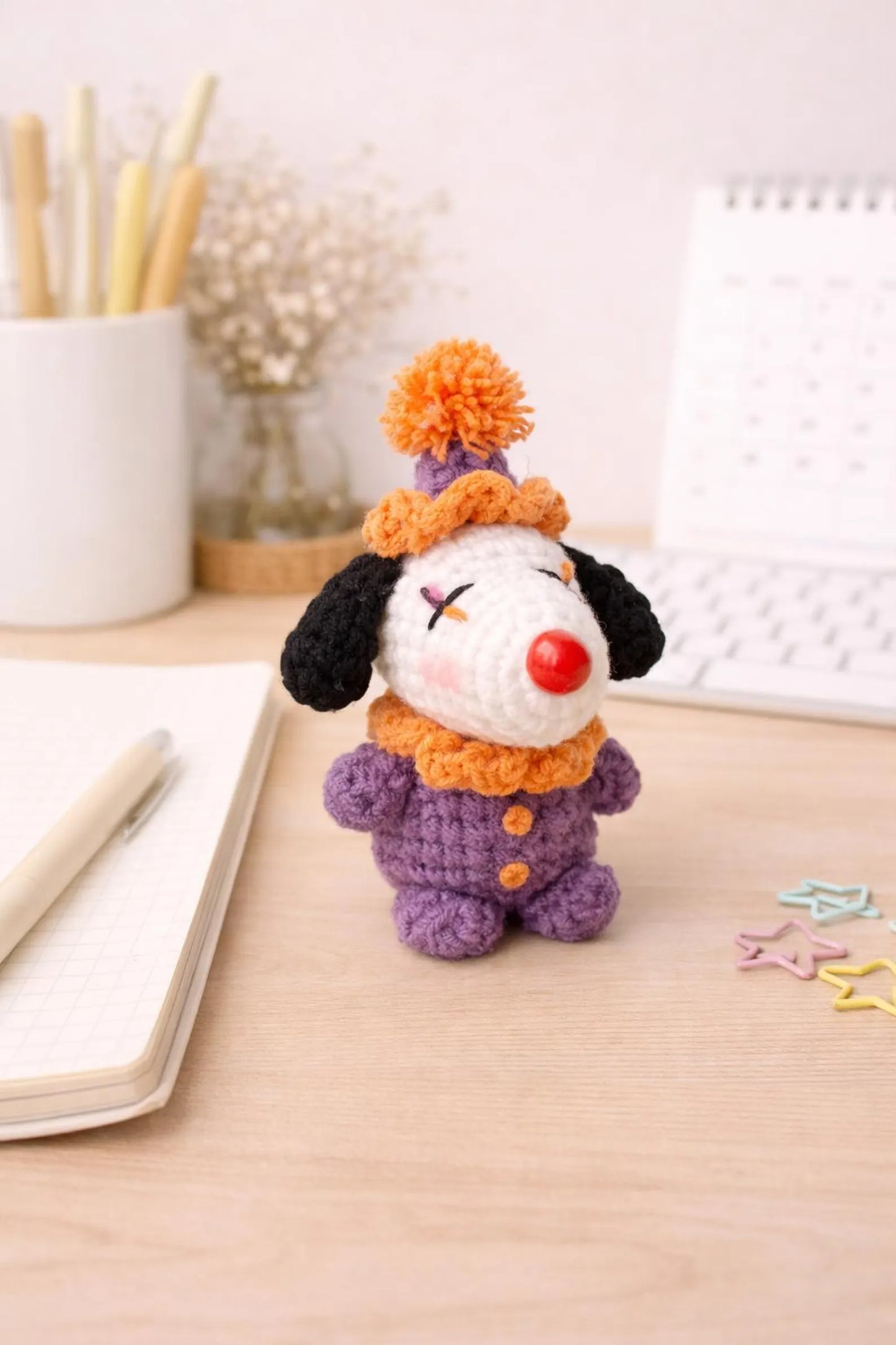 Crochet Clown Snoopy Plush