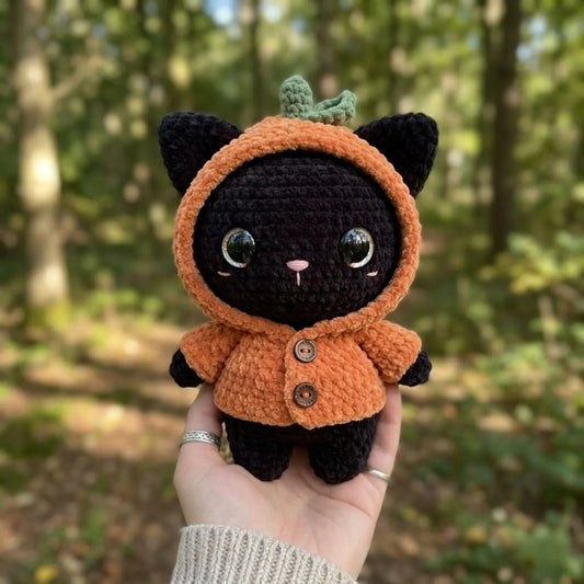 Handmade Crochet Black Cat Plush Toy Cute