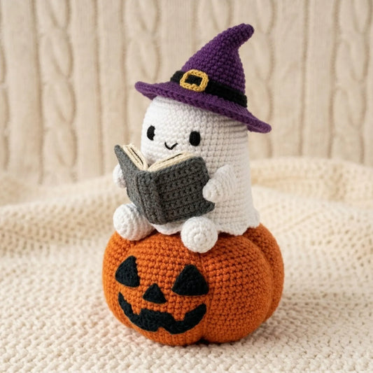 Crochet Ghost Pumpkin Plush