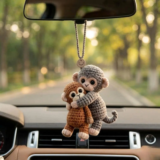 Crochet Mom & Baby Monkey Keychain
