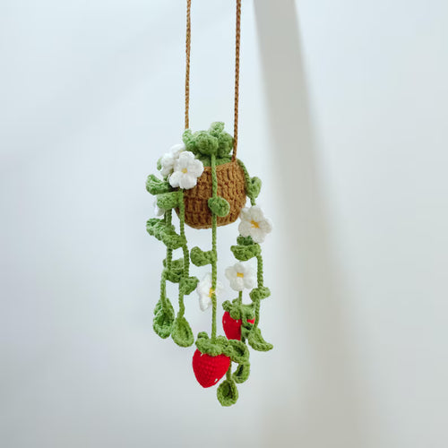 Crochet Strawberry Basket A Car Hanger