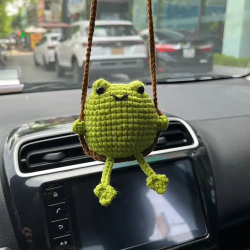 Crochet Green Frog Car Hanger