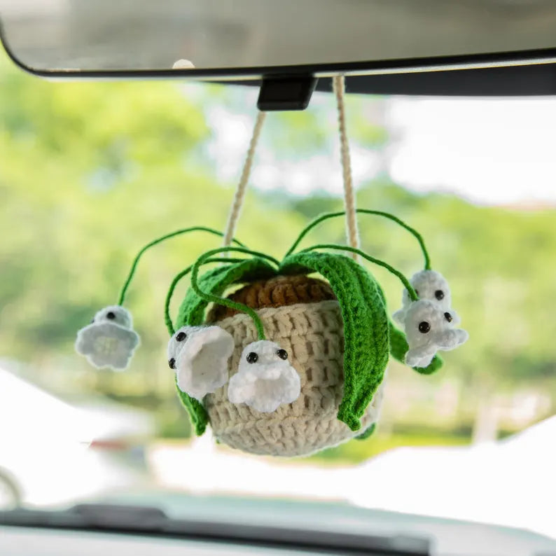 Crochet Ghost Basket Car Hanger