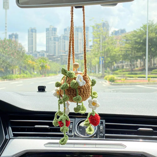 Crochet Double Strawberry Car Diffuser