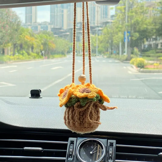 Crochet Sunflower Car Diffuser