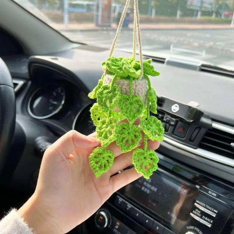 Crochet Monstera Plant Car Charm