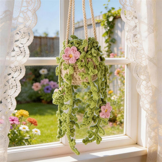 Crochet Flower Plant Hanging Car Charm