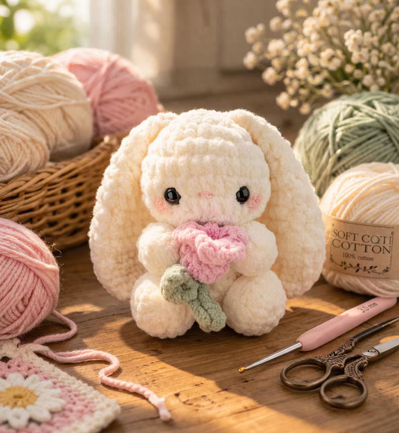 Crochet White Bunny Plush