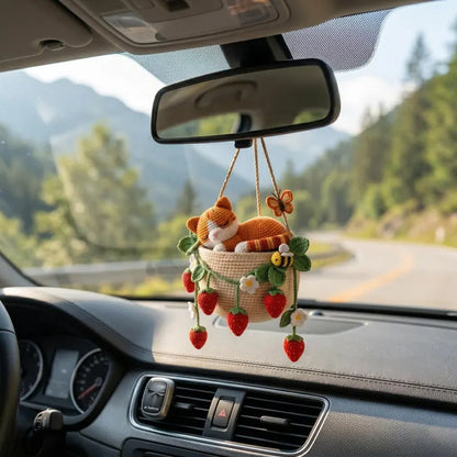 Crochet Sleeping Orange Tabby Cat Planter Hanger
