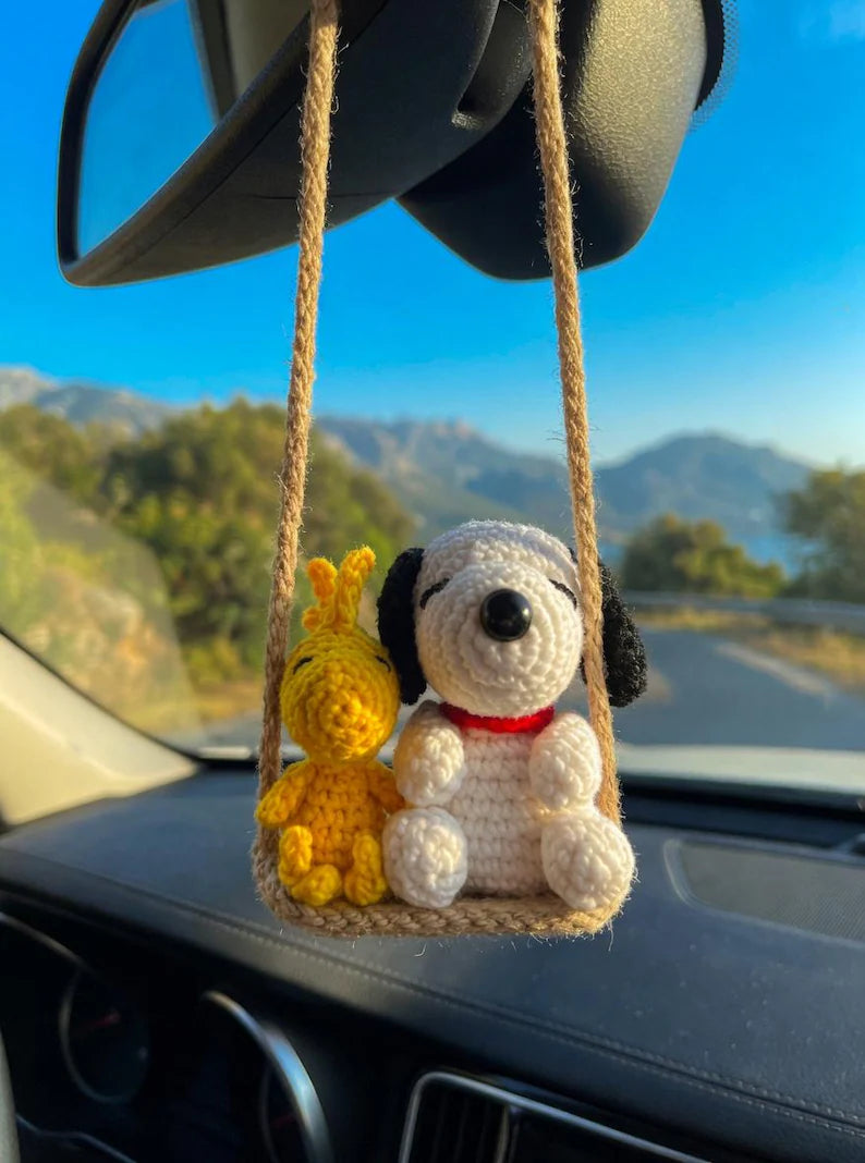 Crochet Snoopy Car Hanger