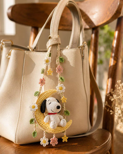 Crochet Dog on Moon Car Hanger