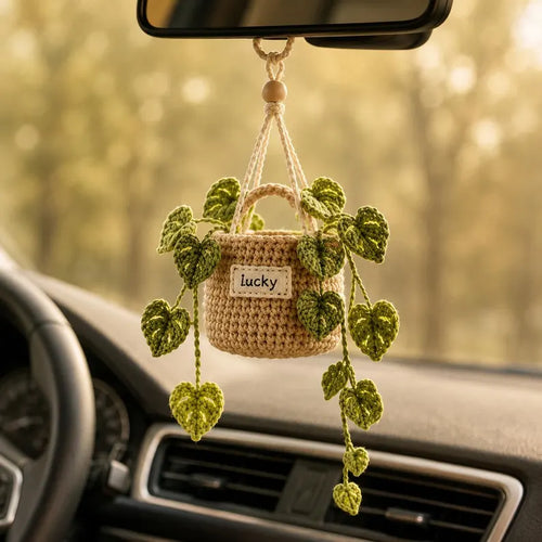 Crochet Mini Basket Hanging Car Charm