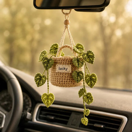 Crochet Mini Basket Hanging Car Charm