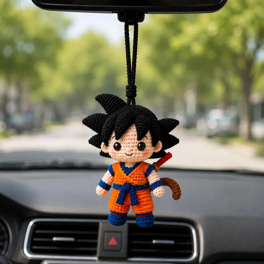 Crochet Goku Car Mirror Charm