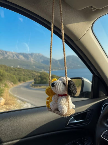 Crochet Snoopy Car Hanger