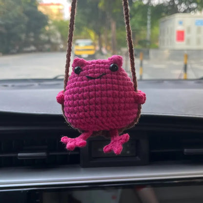 Crochet Pink Frog Car Hanger